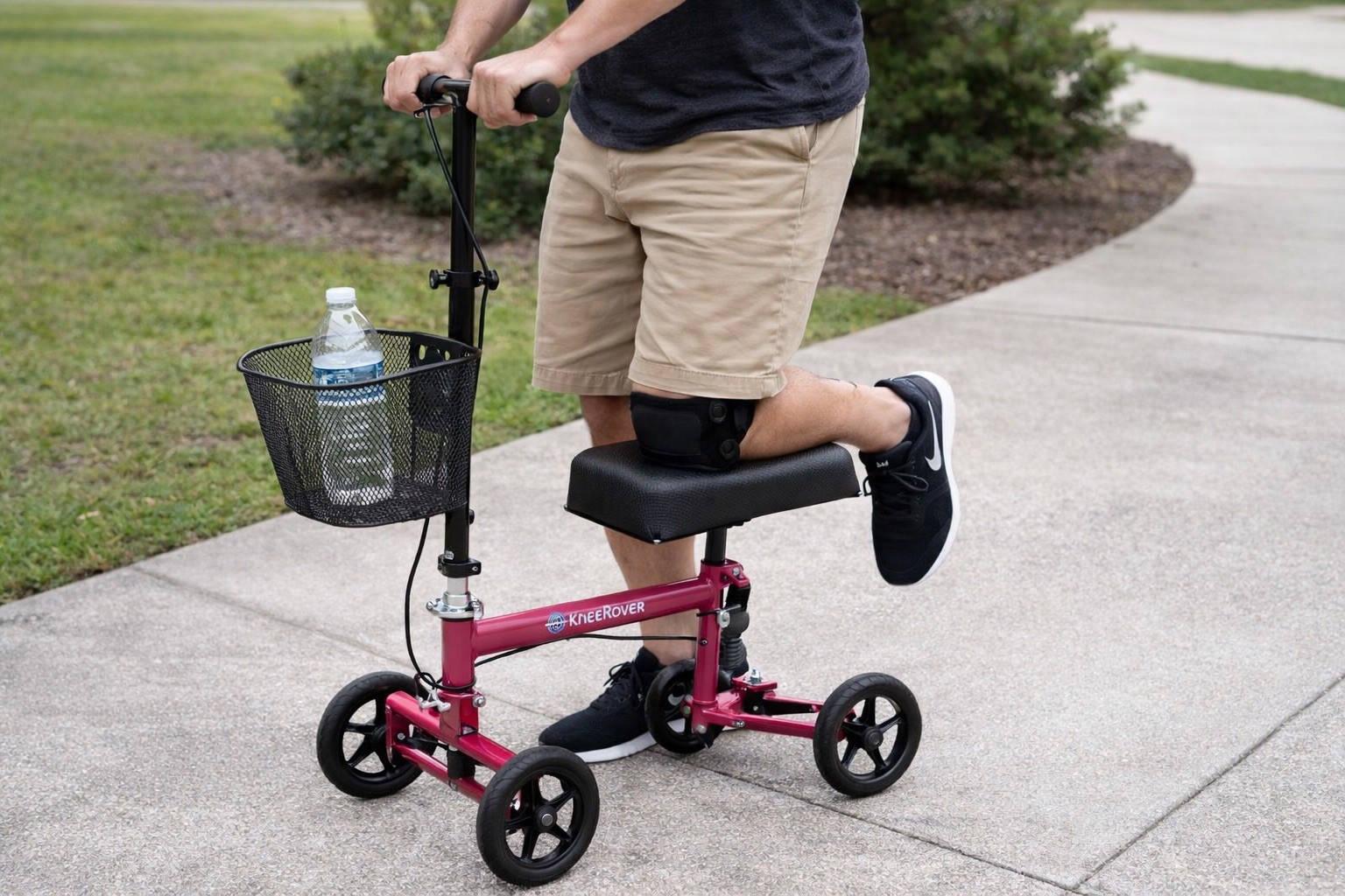 Pink KneeRover Knee Scooter KS-05-P – Steerable Knee Walker w/ Basket – Open Box