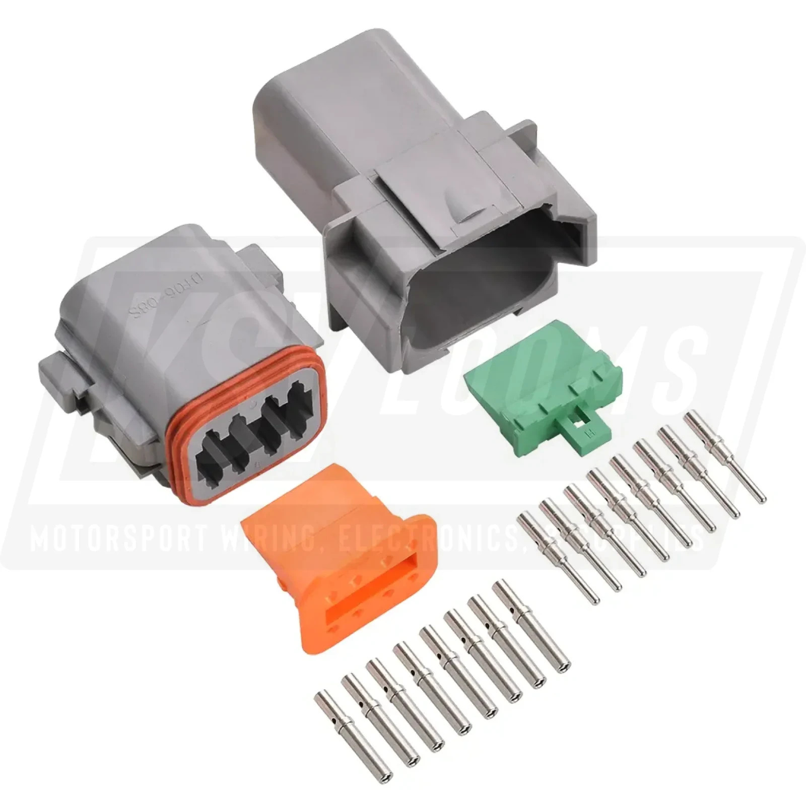8-Way Mated Deutsch DT (Key A) Connector Kit DT04-08PA and DT06-08SA Nickel