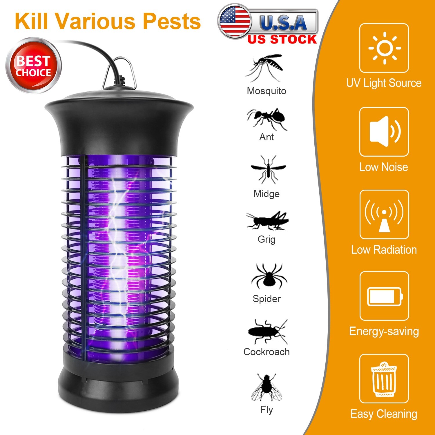 Large Electric Insect Bug Zapper Fly & Mosquito Killer Trap Lamp W/ UV Light USA