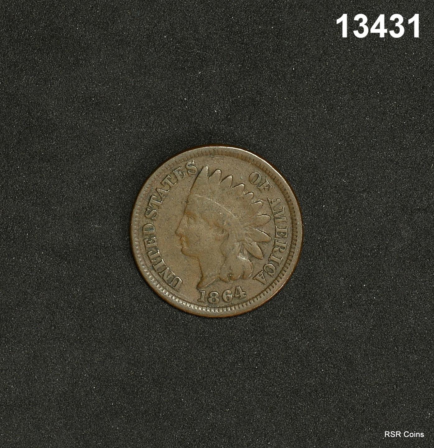 1864 BRONZE INDIAN HEAD CENT FINE 40% ROTATED DIE! #13431