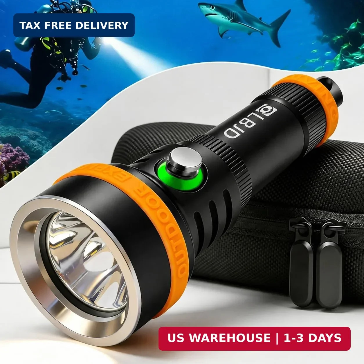 Scuba Diving Light, Super Bright Underwater Flashlight - 6° Narrow Beam for Nigh
