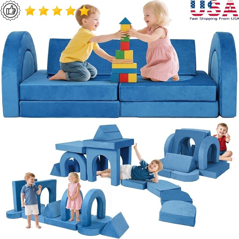 12 Piece Kids Modular Soft Play Couch Foam Set Interactive Play & Adventures New