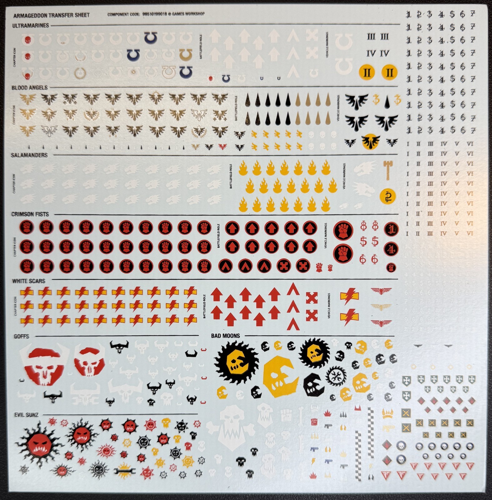 Armageddon Transfer Sheet Decals Warhammer 40k - (x1)