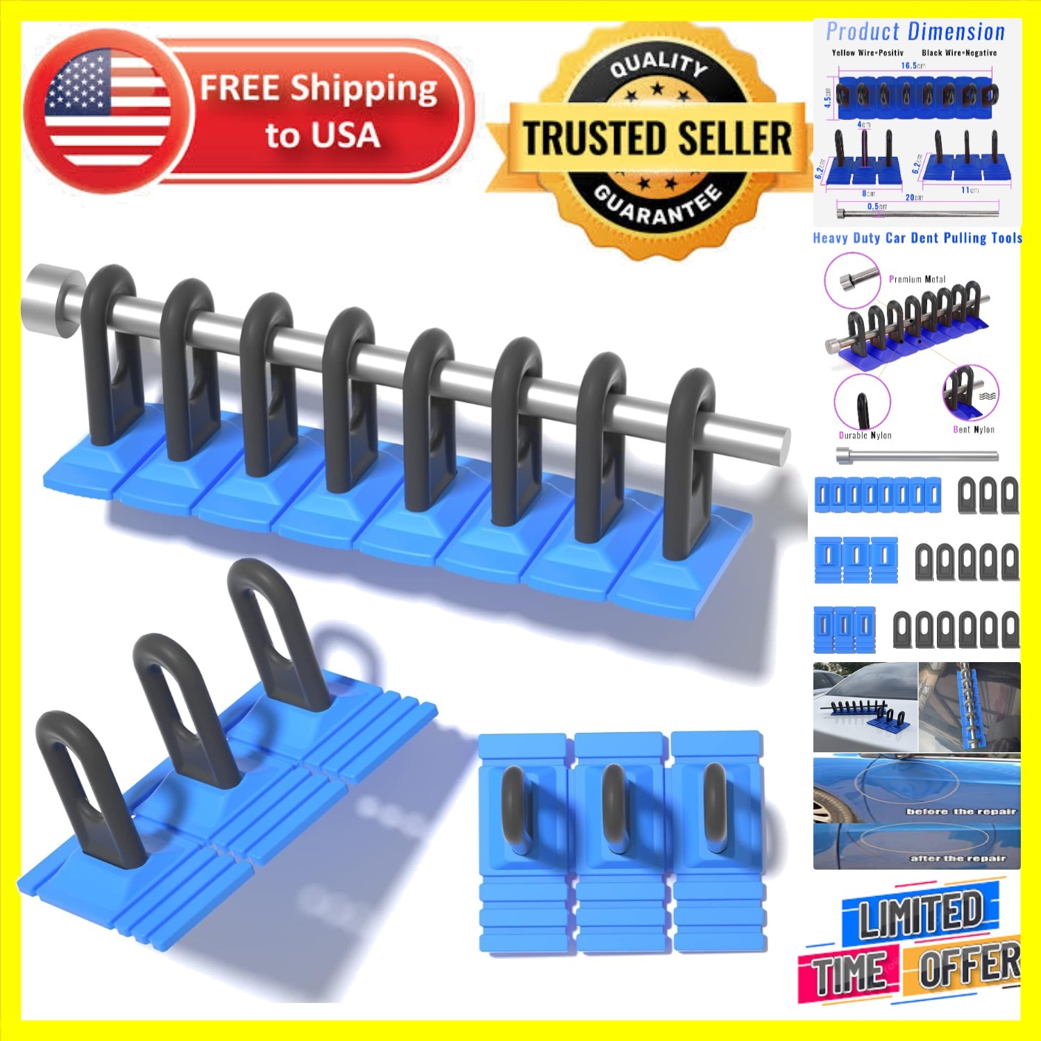 Compact Heavy-Duty Dent Repair Tools - Complete Kit for Fast Hail Damage Repair