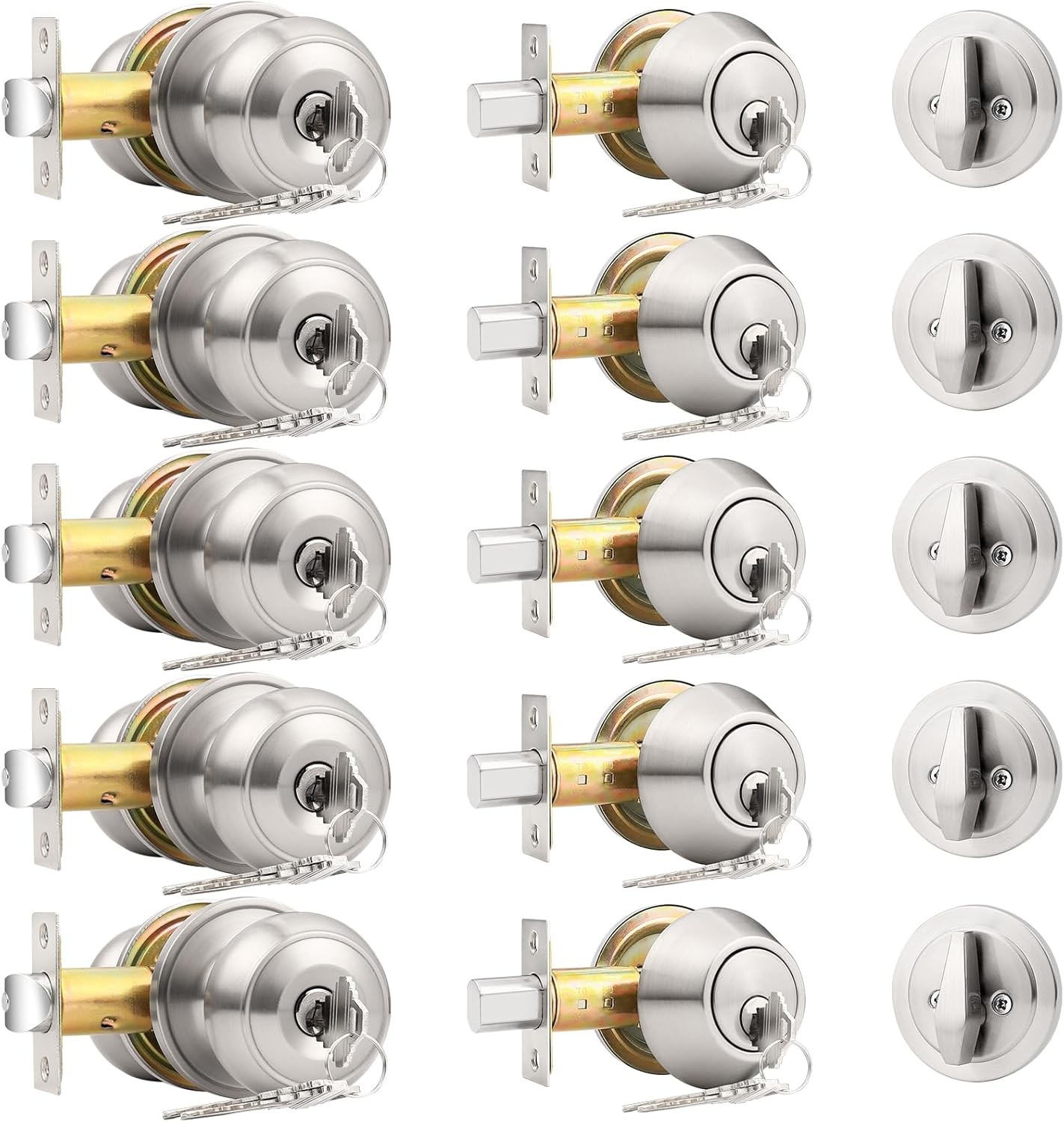 Entry Door Knobs Lock Set & Single Cylinder Deadbolt Combination Set Entry Door