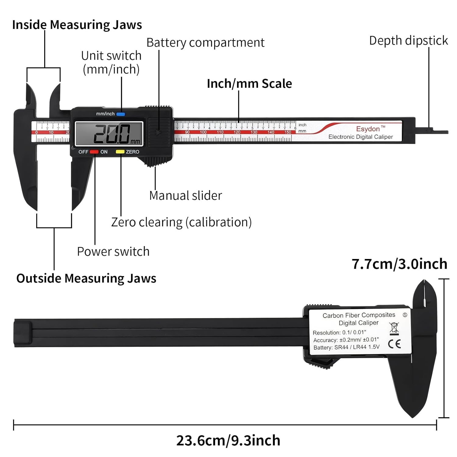 6-Inch Digital Caliper – Essential Measuring Tool with Protective Plastic Case