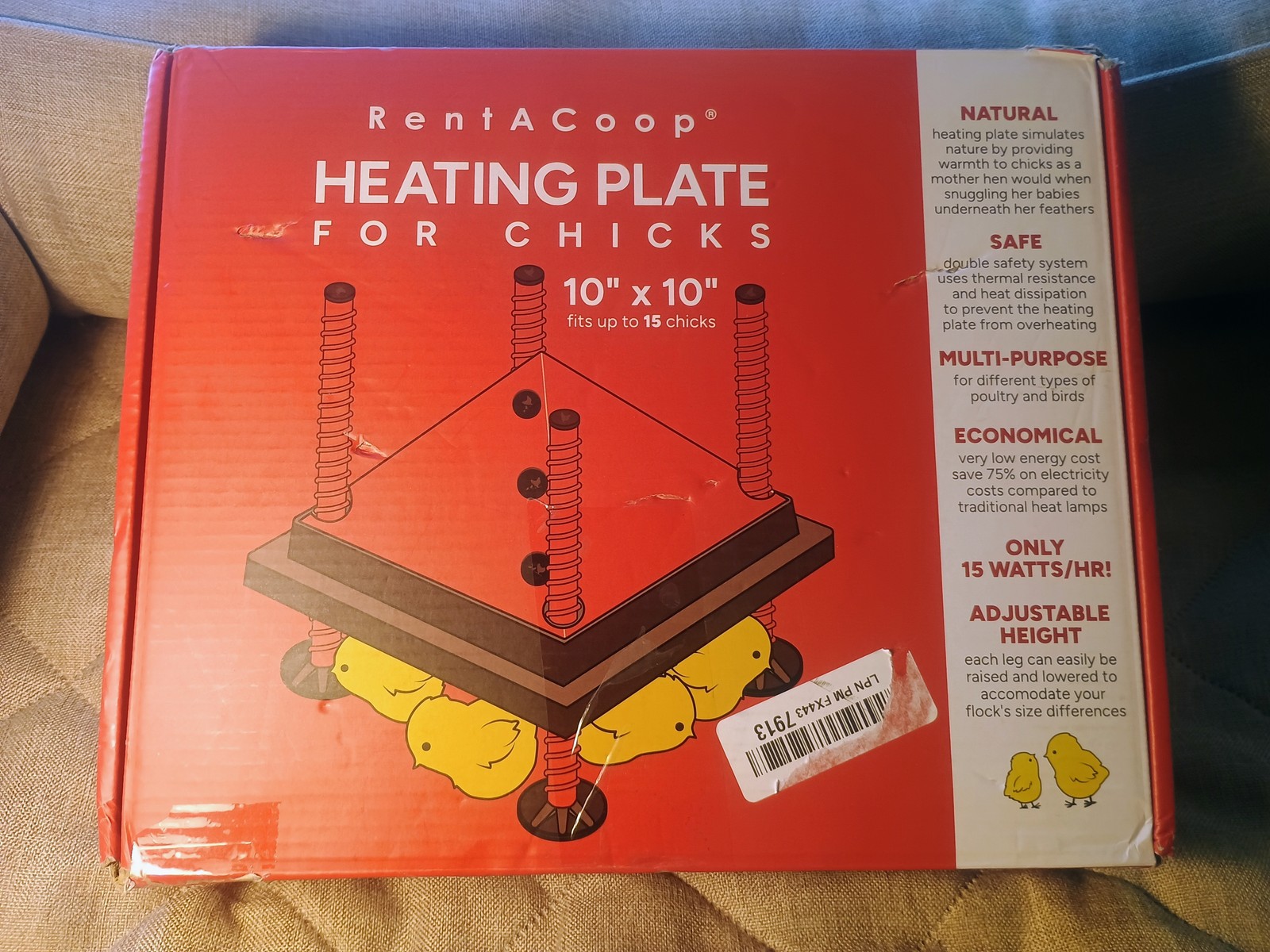 RentACoop 10"x10" Chick Brooder Heating Plate for Up To 15 Chicks