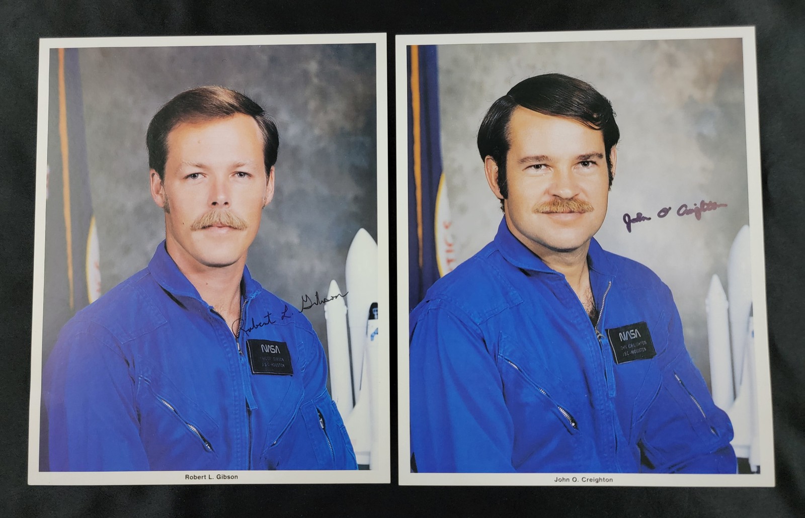 Vintage NASA Promo Photo Lot of 2 Astronauts Robert L Gibson John O Creighton