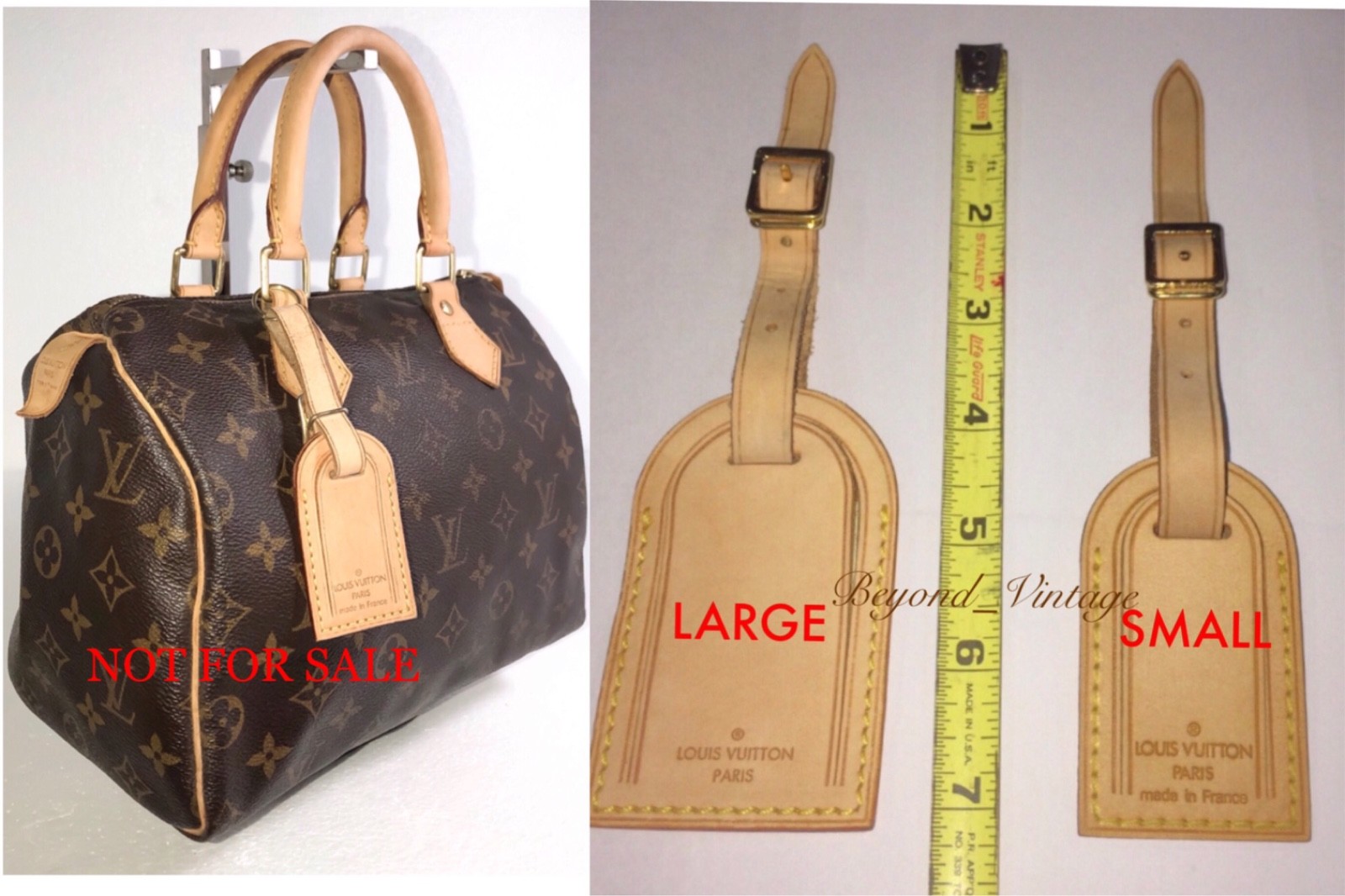 Louis Vuitton Name Tag Beige w/ Strap 1 Set AUTHENTIC Poignet Small