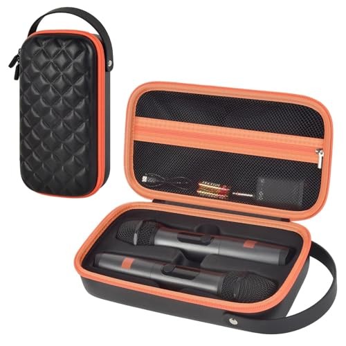 Premium PU Leather Microphone Case for JBL Wireless Two Mic System, Black