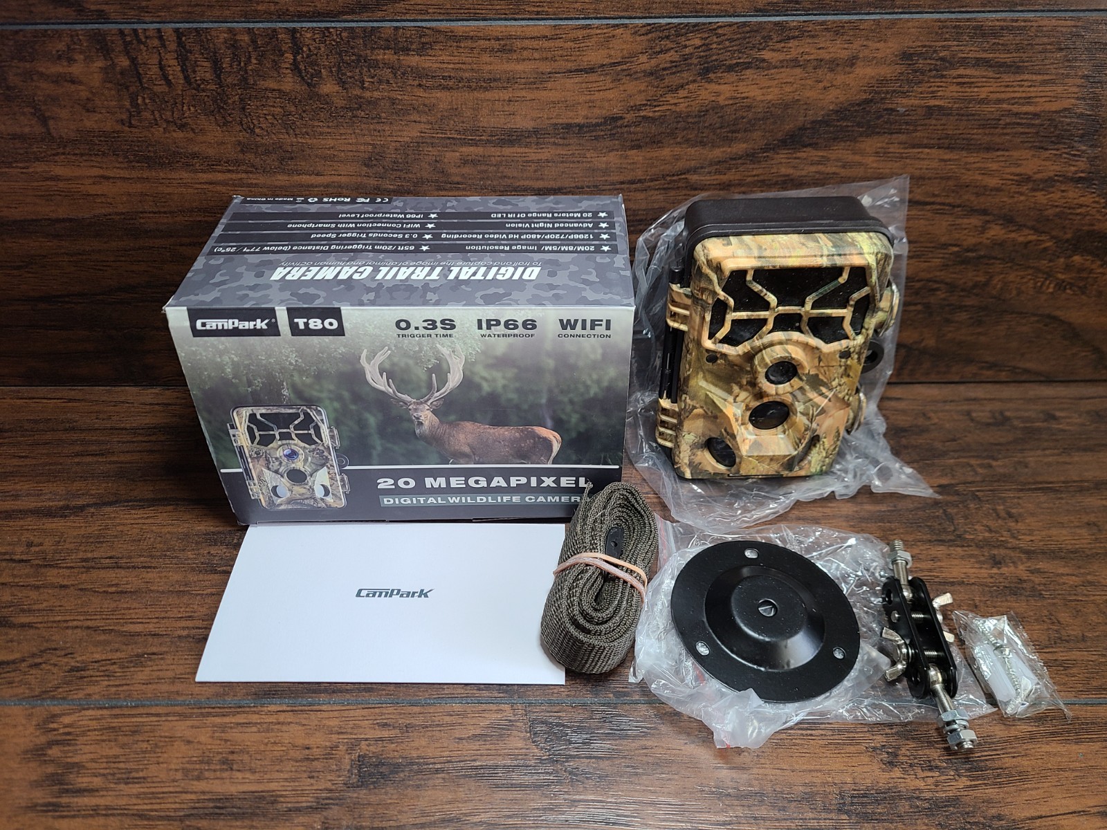 Campark T80 WiFi Trail Camera 20MP 1296P Wildlife Hunting Game Cam Night Vision