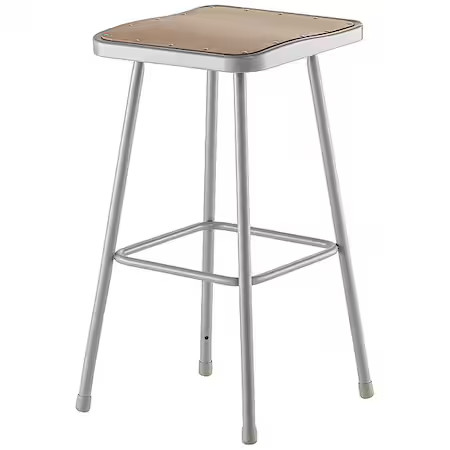 National Public Seating 6330 Square Stool, Height Range 30", Masonite Board Gray