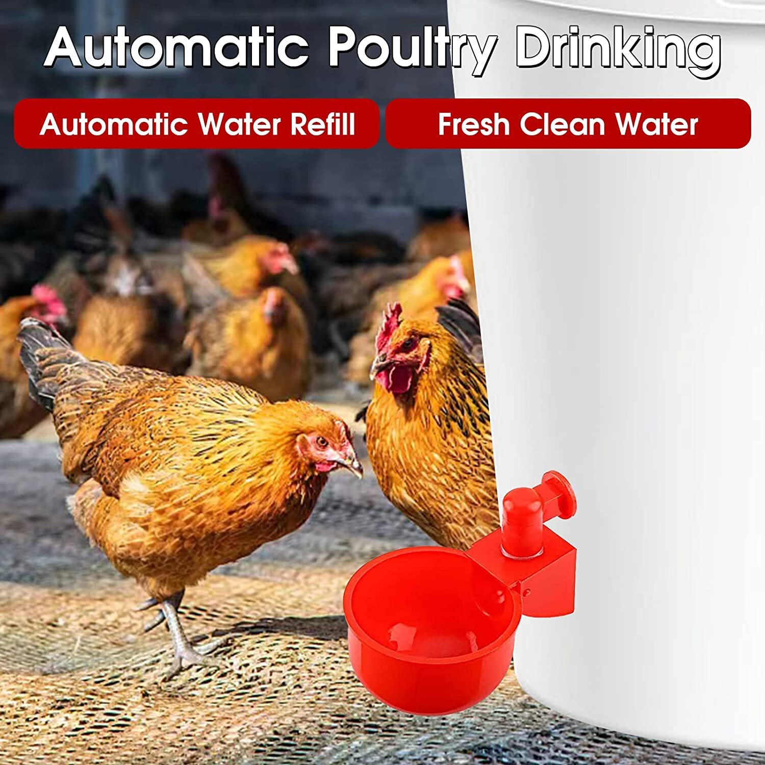 8Pcs Automatic Water Cups Poultry Drinker Waterer Chicken Ducks Quail Drinking