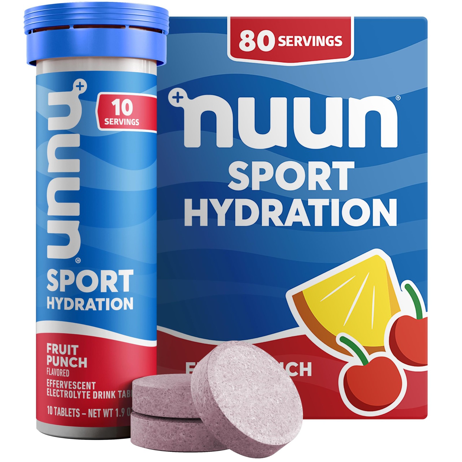 12/26 Nuun Sport Electrolyte Tablets Fruit Punch, 8 Pack (80 Servings Total)