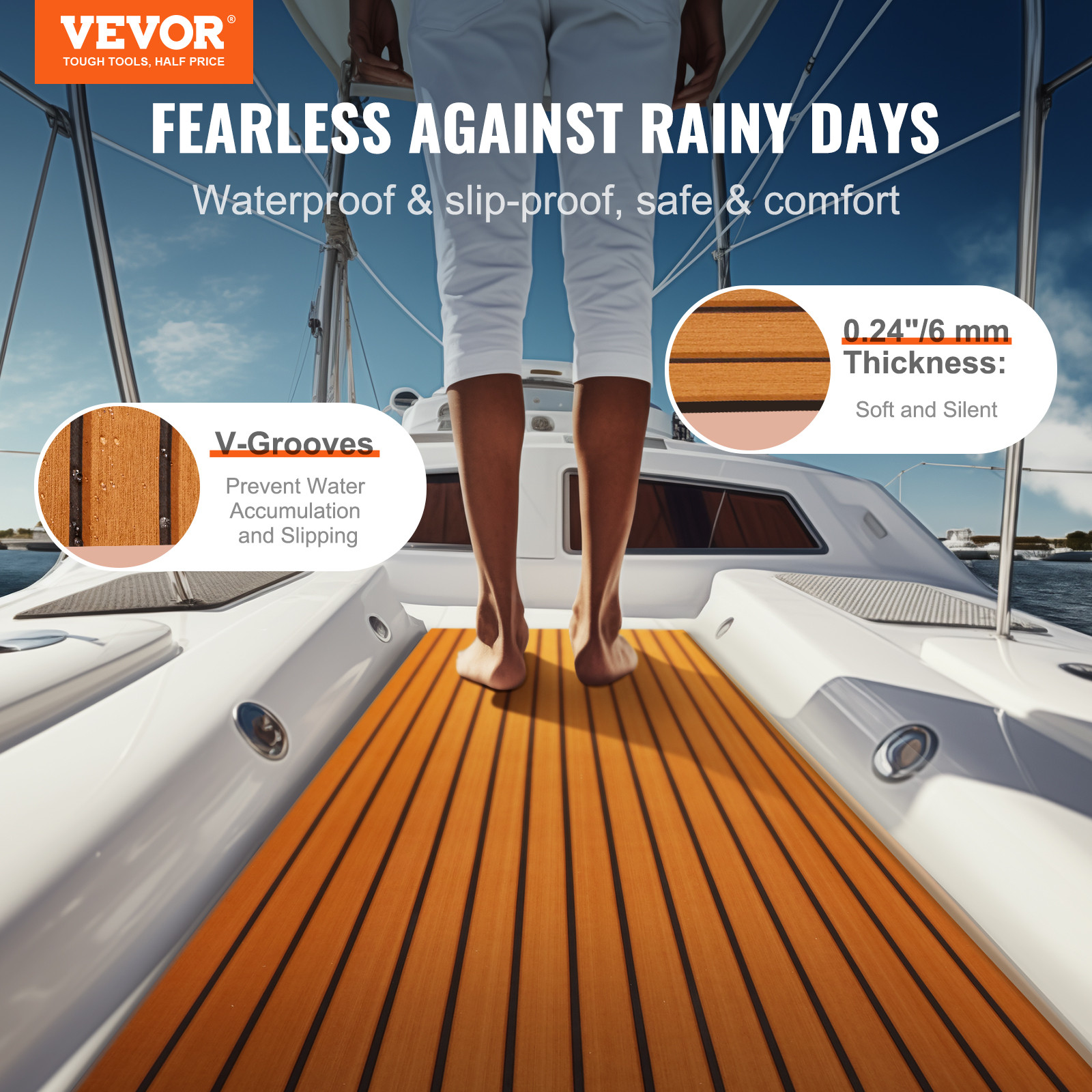 VEVOR Boat Flooring EVA Foam Boat Decking 94.5" x 35.4" Self-Adhesive Flooring