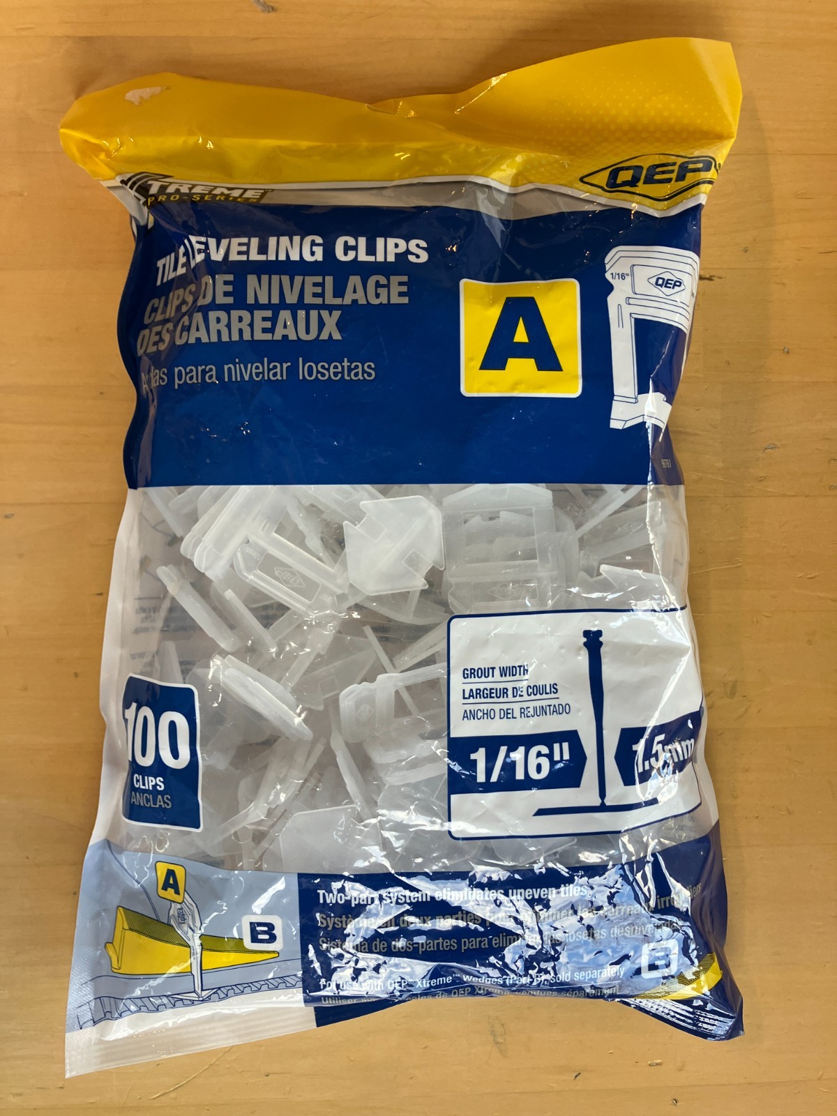 QEP 99761 “A” LASH XL 1/16” Tile Leveling Clips, 100 / Bag, White Xtreme Pro Ser