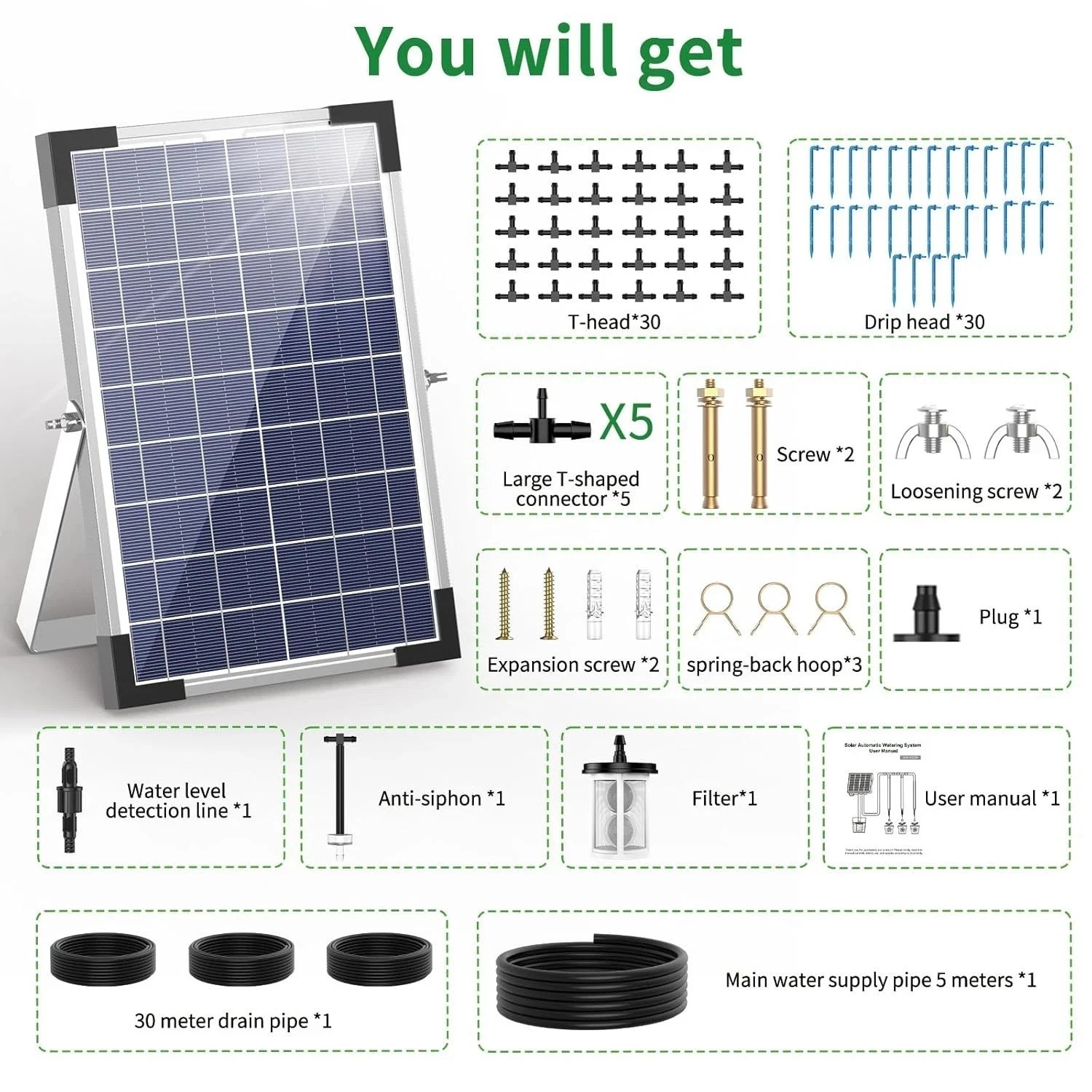 5W Solar Drip Automatic Irrigation Kit Self Watering Irrigation System,New,g