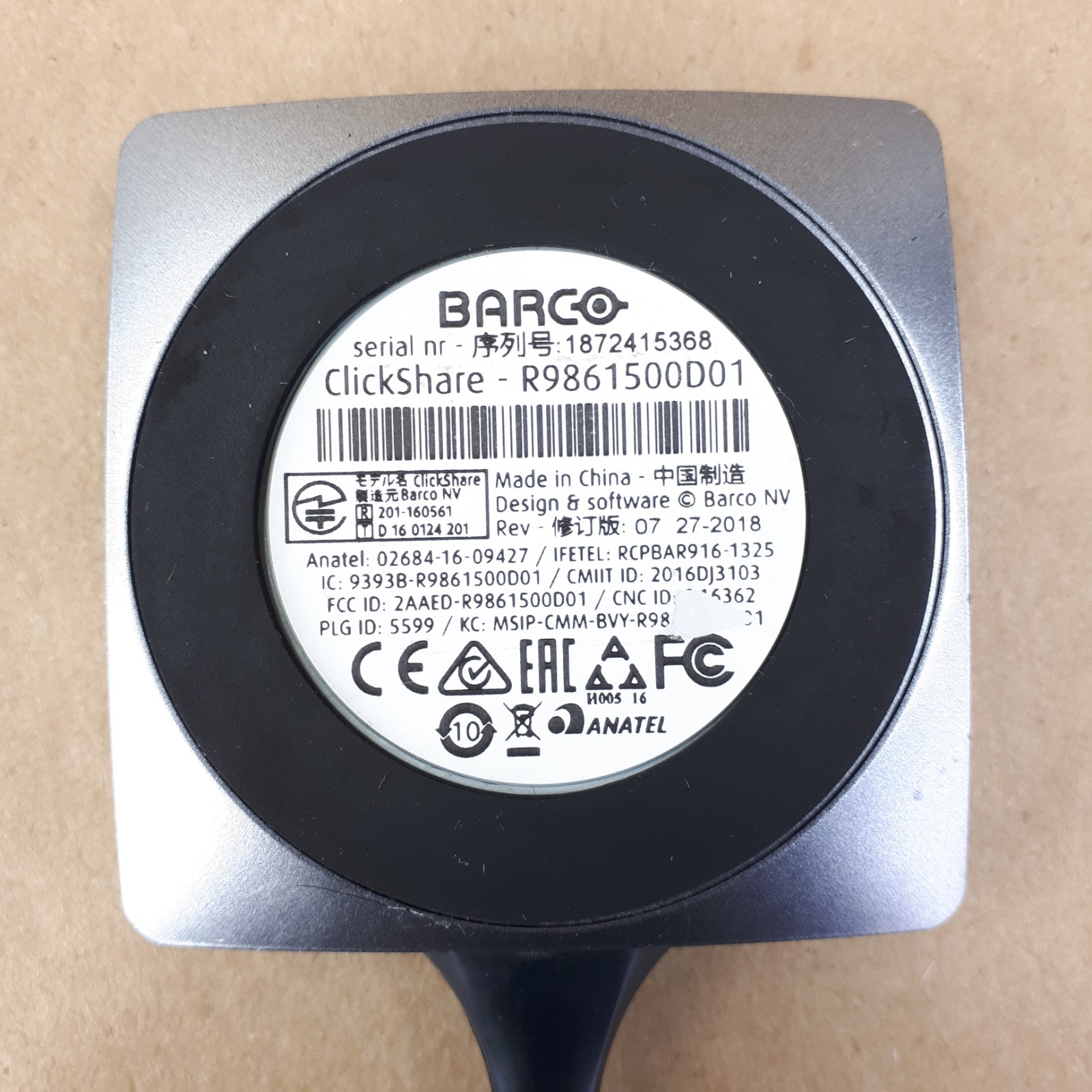 Barco ClickShare USB-A R9861500D01 Wireless Presentation Button AS-IS E6819