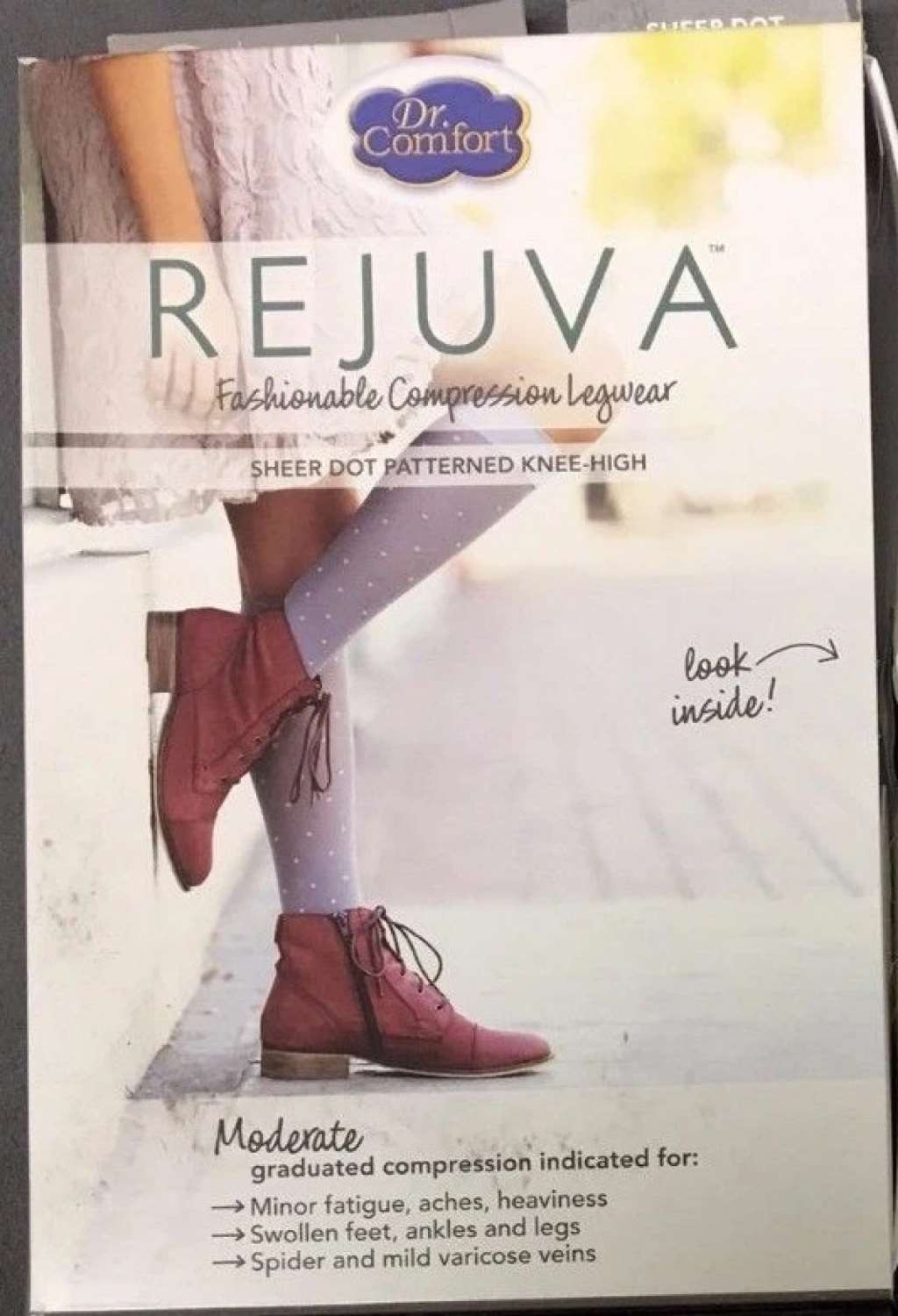 Dr. Comfort Rejuva Sheer Dot Patterned Knee High 15-20 mmHg Ash X-Large