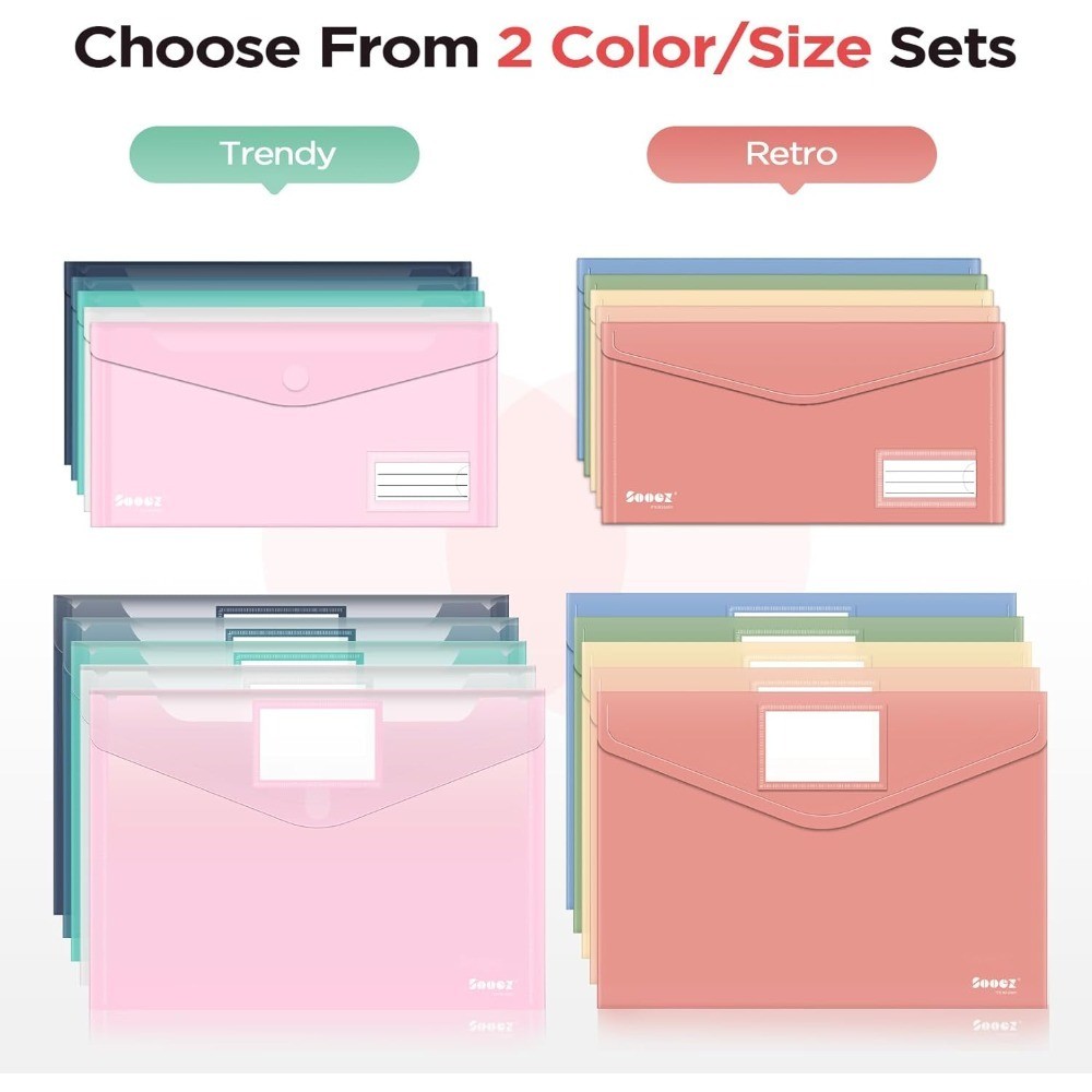 Plastic Envelopes 10Pack Heavy Duty Clear File Folders Document Holders Storage