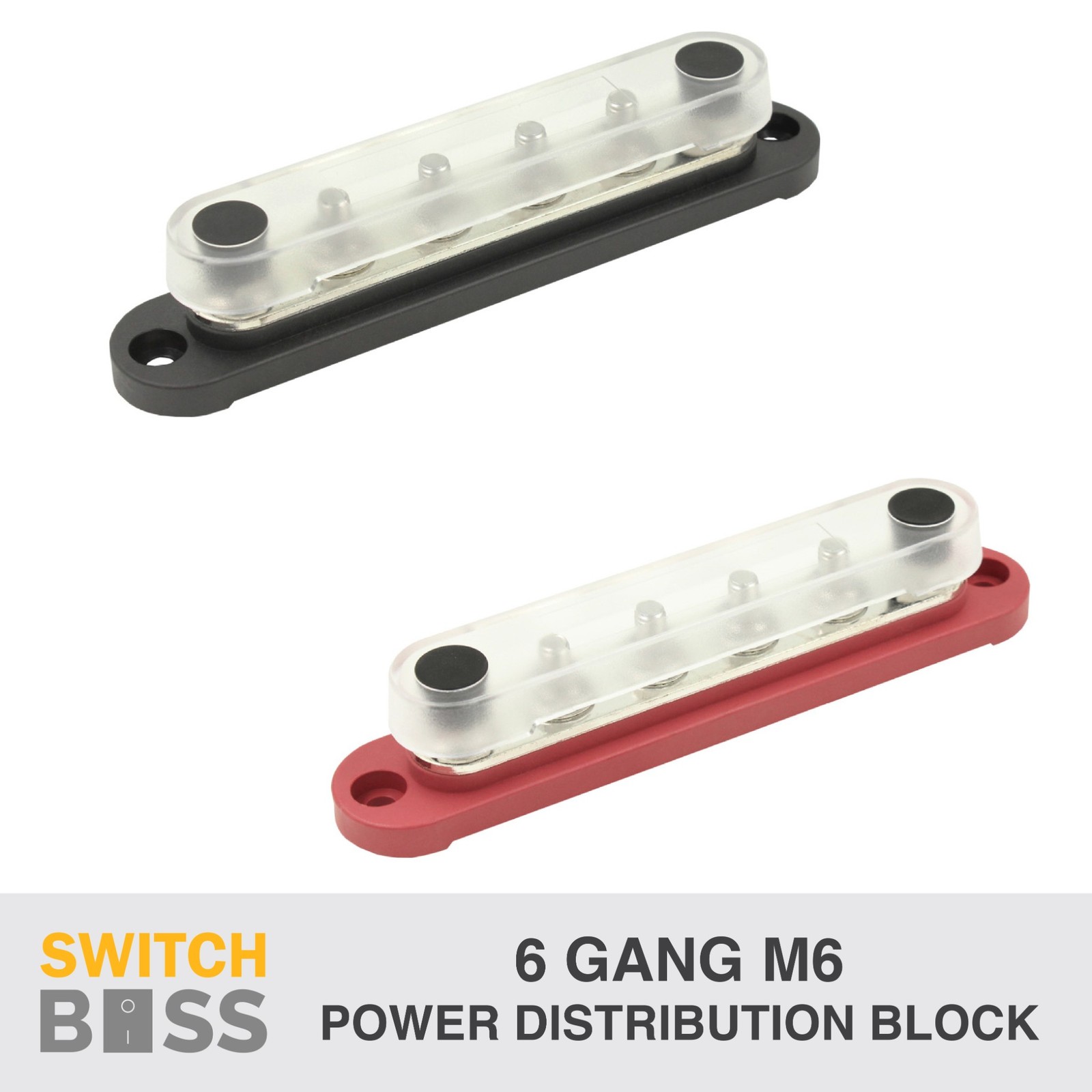 6 GANG M6 SET Power Distribution Block Bus Bar Terminal Post Stud 12v 24v 6mm