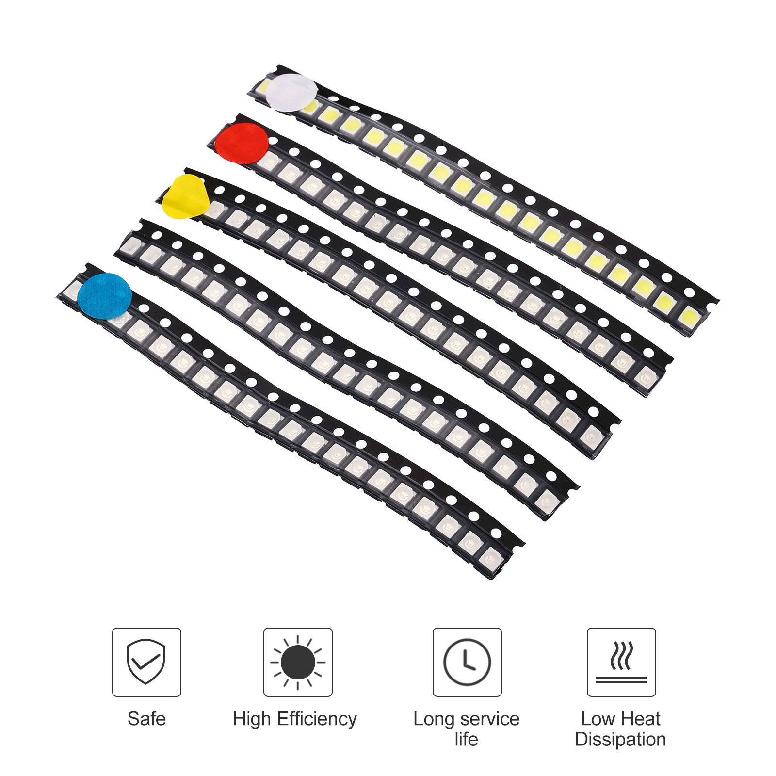 100Pcs 2835 Surface Mount Diode, 1.8-3V Light Emitting Diodes Chips 5 Colors