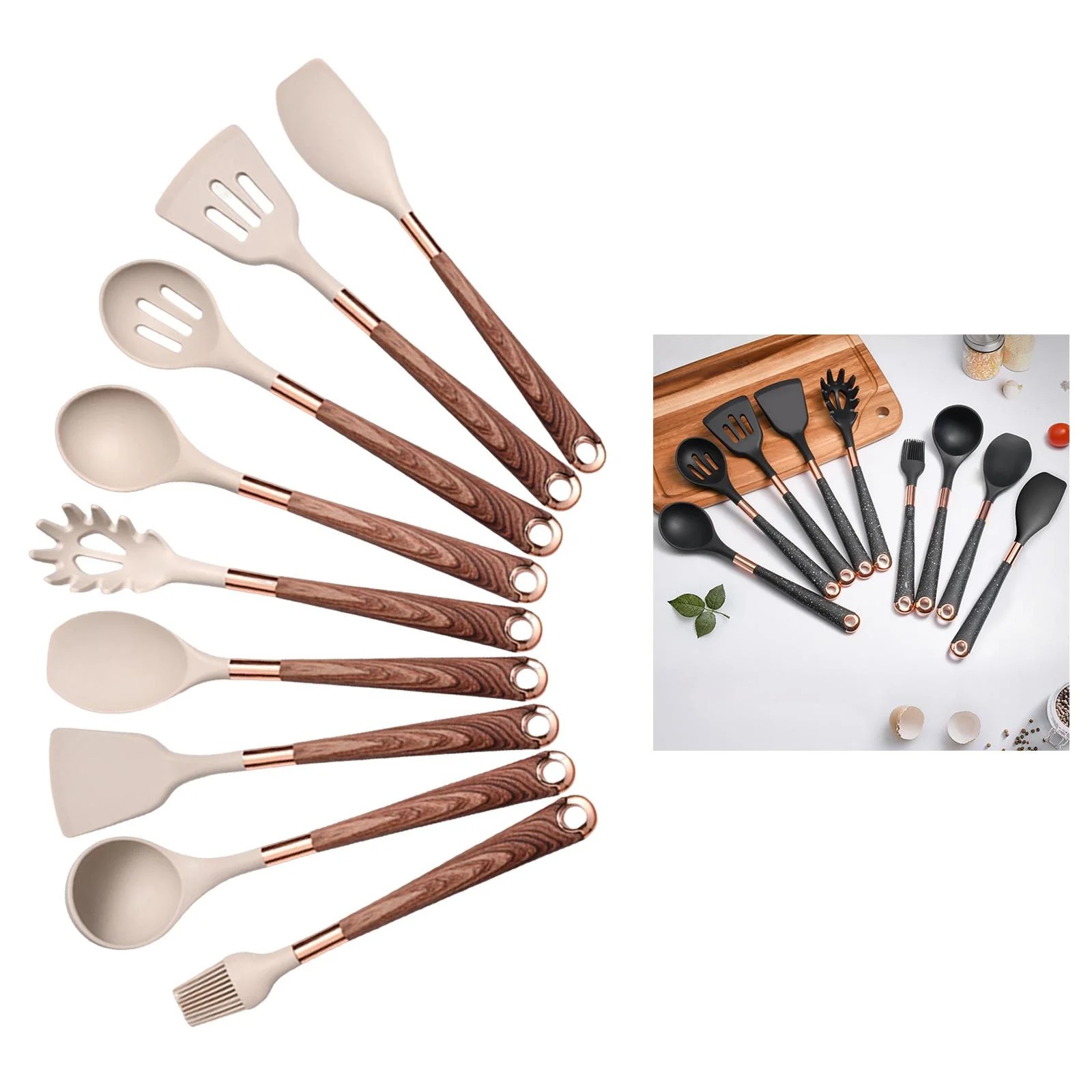 Kitchen Utensils Set, 9pcs Silic Cooking Kitchen Utensils Set Heat Resistance