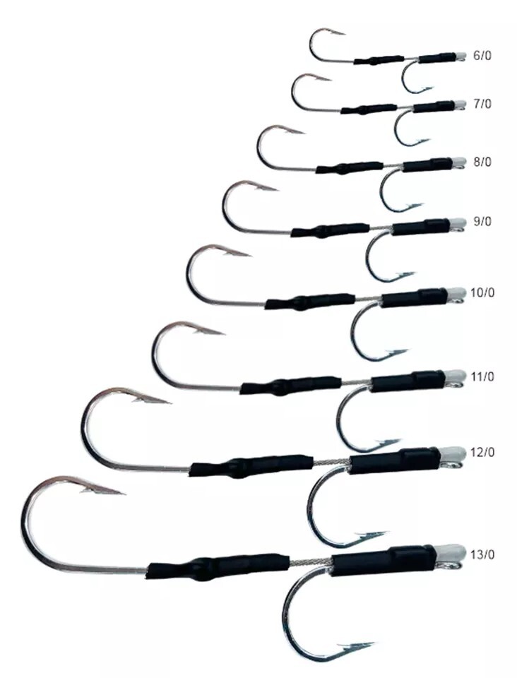 11/0 Double Stainless Cable Hook Rig Wahoo Tuna Mahi Marlin Hookset Rigged Lure