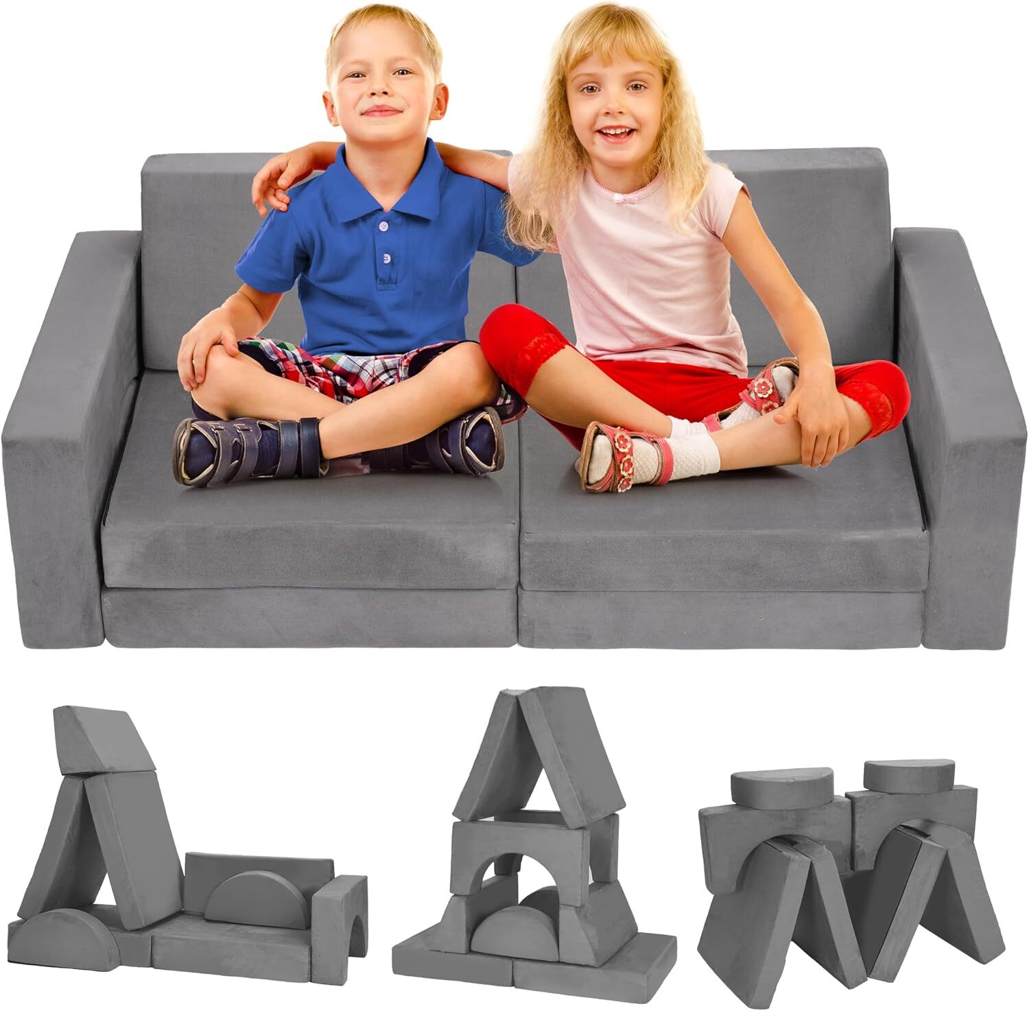 8pcs Modular Kids Sofa Children Convertible Sofa Play Set Child Sectional Couch
