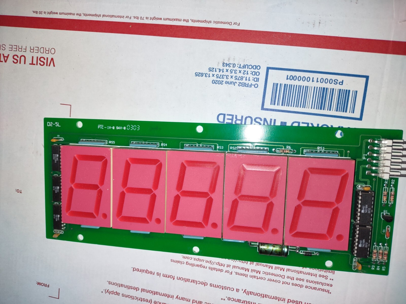 deltronics arcade redemption ticket eater scoreboard pcb #47