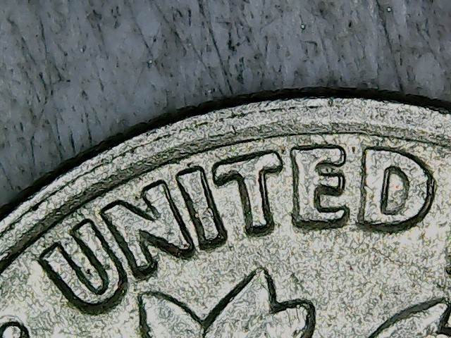 1983P Roosevelt Dime, Double "United States of America".