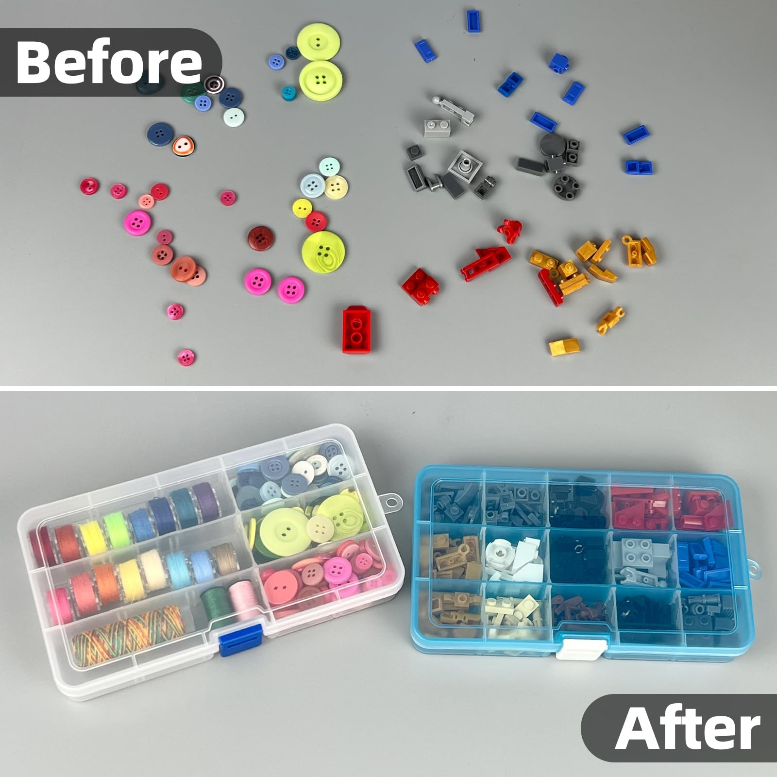 Plastic Organizer Container Storage Box Adjustable Divider Removable Grid Com...