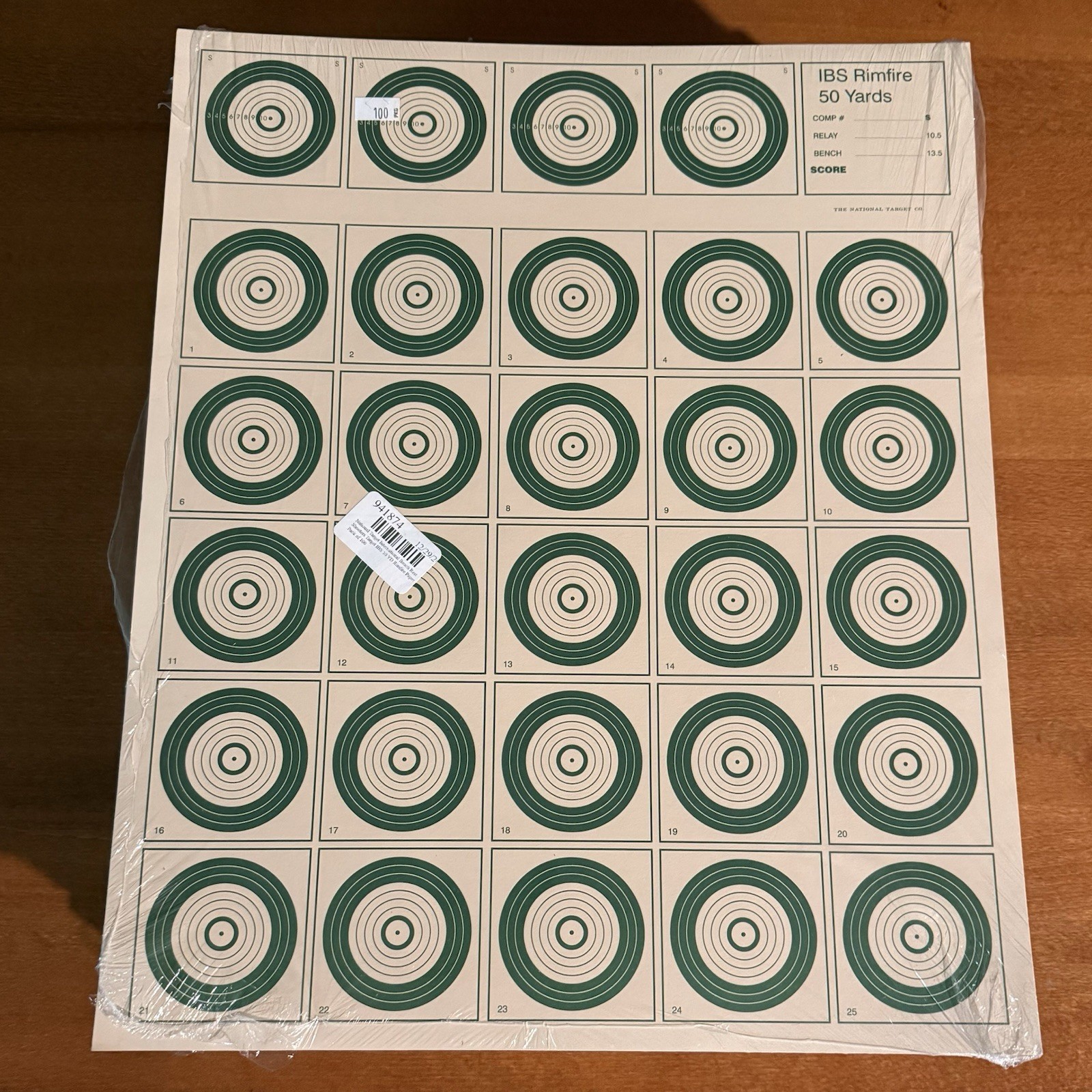 IBS50RF Official IBS Rimfire 50 Yard Target 100 Pack Tagboard Green 14"x17" NEW