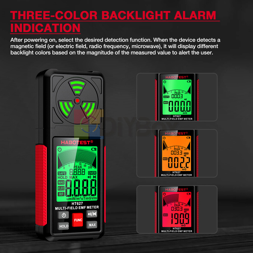 HABOTEST Radiation Detector EMF Meter HT627 Digital Electromagnetic Frequency