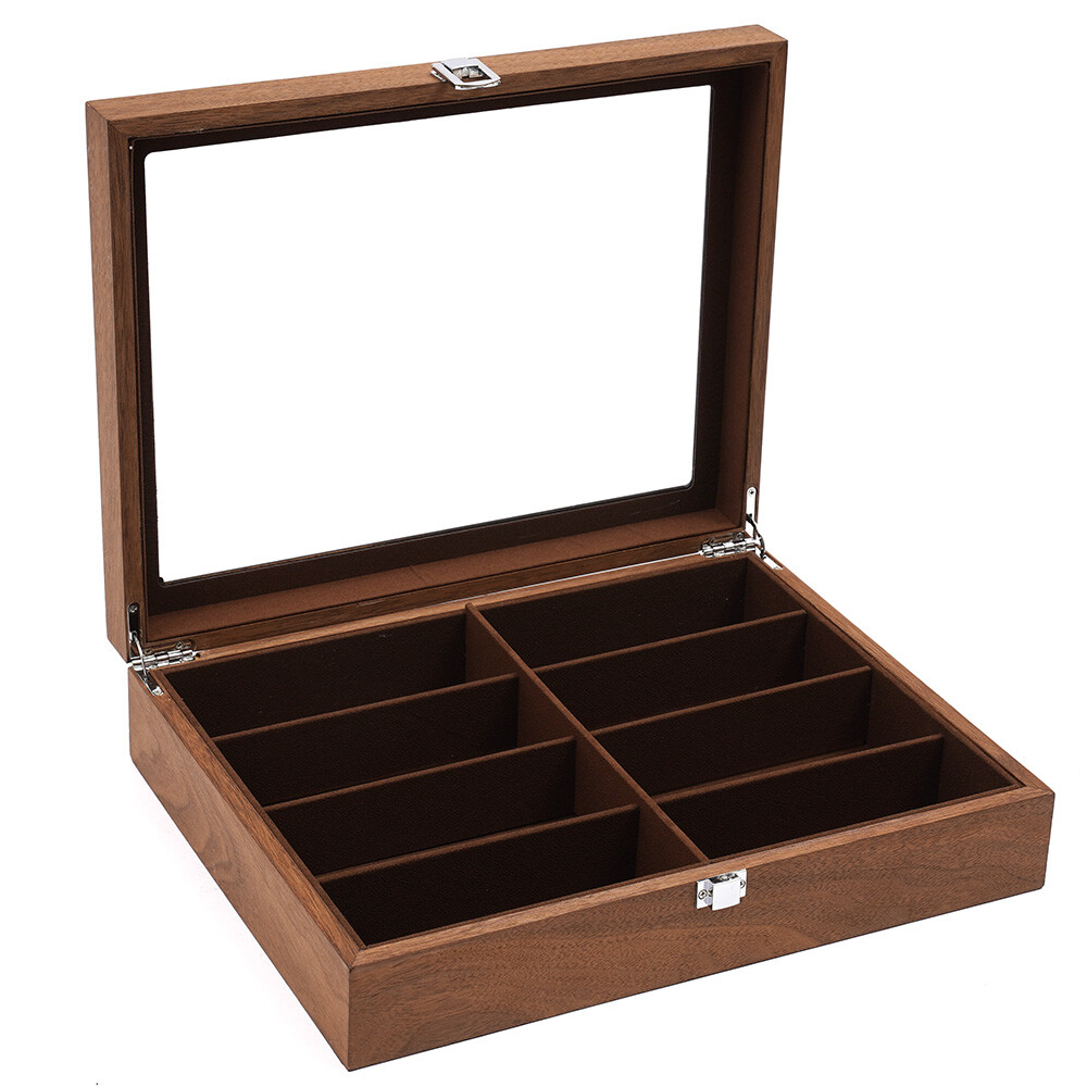 Sunglasses Case Display Eyeglass Box Storage Box Case 8-Bits Walnut Box Gift