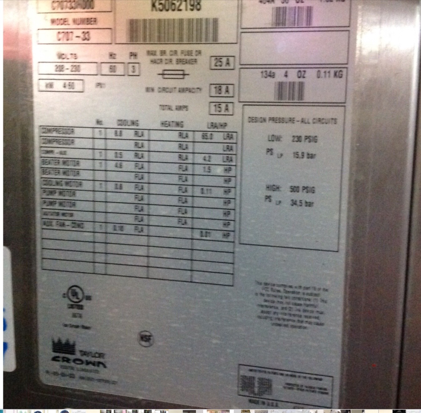 Taylor soft ice cream machine