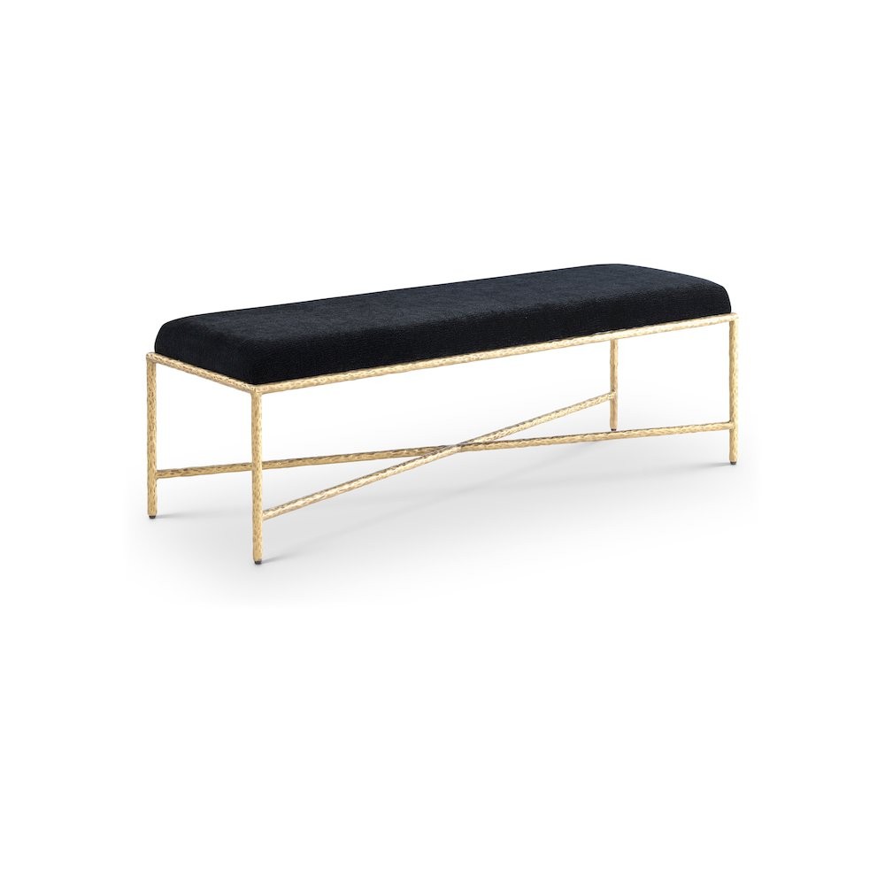 Valley Black Chenille Fabric Bench