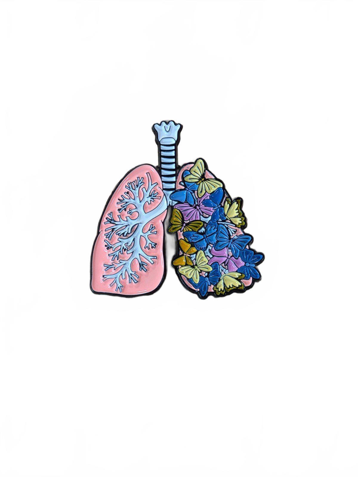 Enamel Pin Colorful Artistic Lungs with Butterflies Anatomical Pastel Pin