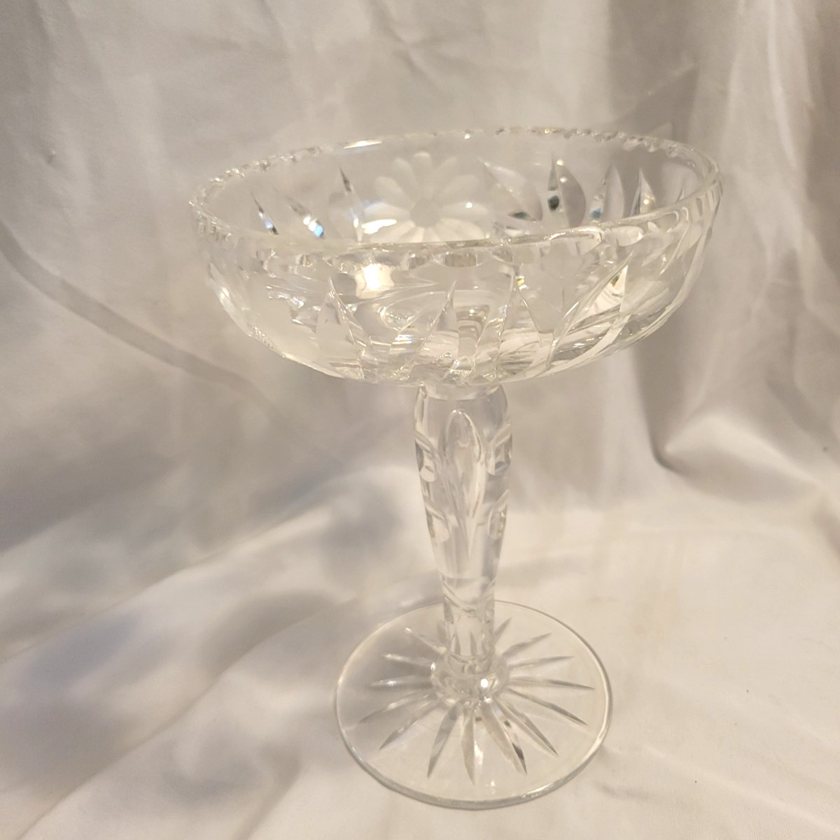 American Brilliant Period Cut Glass Crystal Pedestal Compote