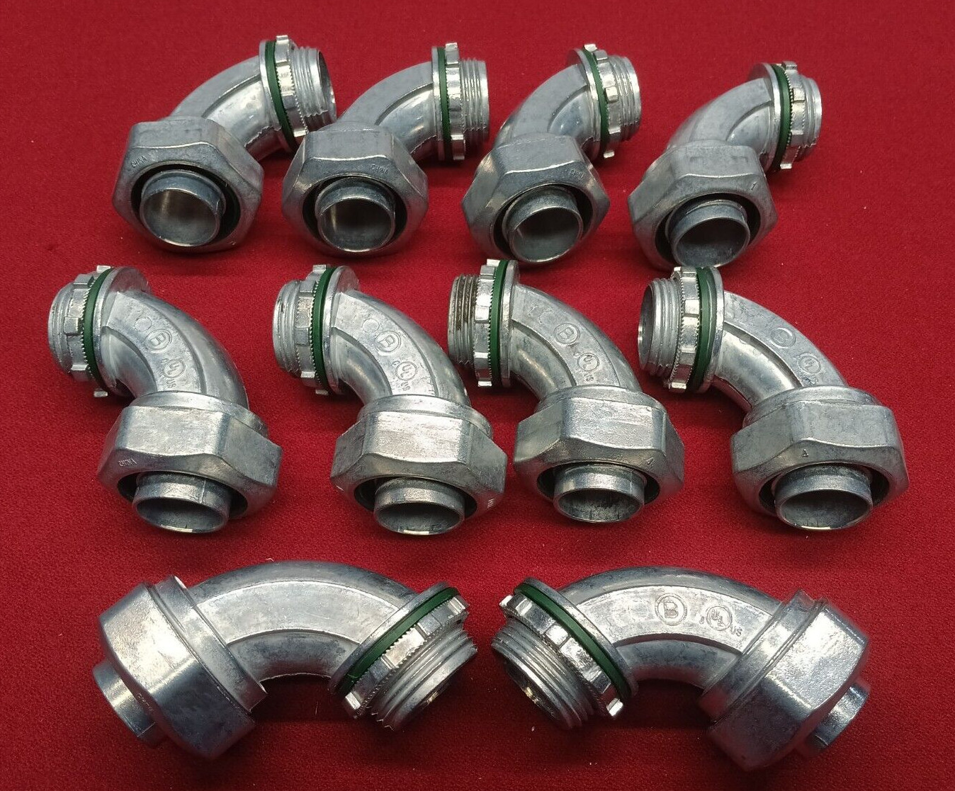 10 Bridgeport 1" 90° Liquid Tight Flexible Conduit Connectors, Zinc  472-LT2