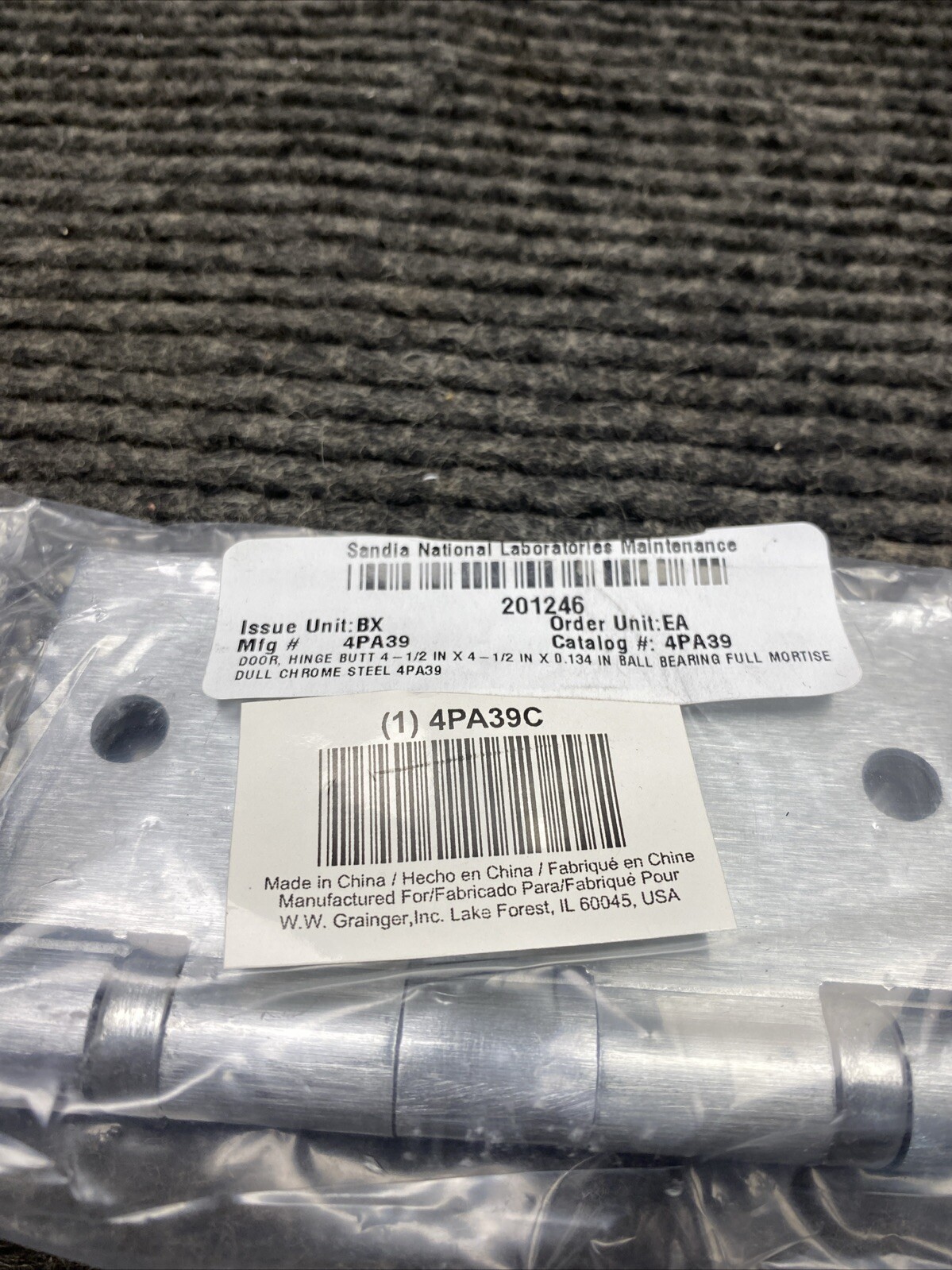 New Door & Hinge Butt Chrome 4-1/2" 4PA39