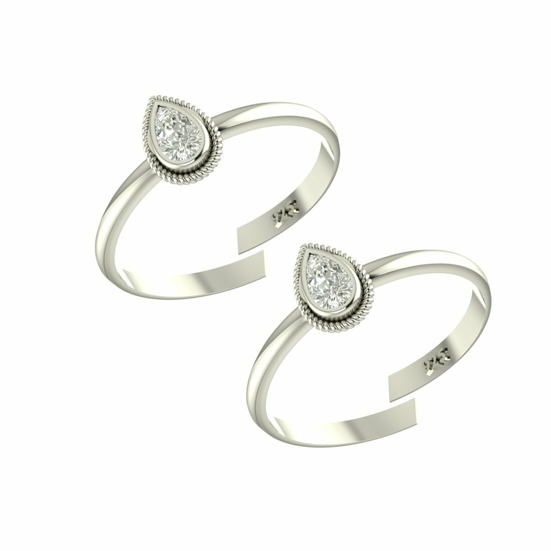 Toe Ring Leg Finger Rings 92.5-925 Sterling Silver Cubic Zirconia Gemstone Ring