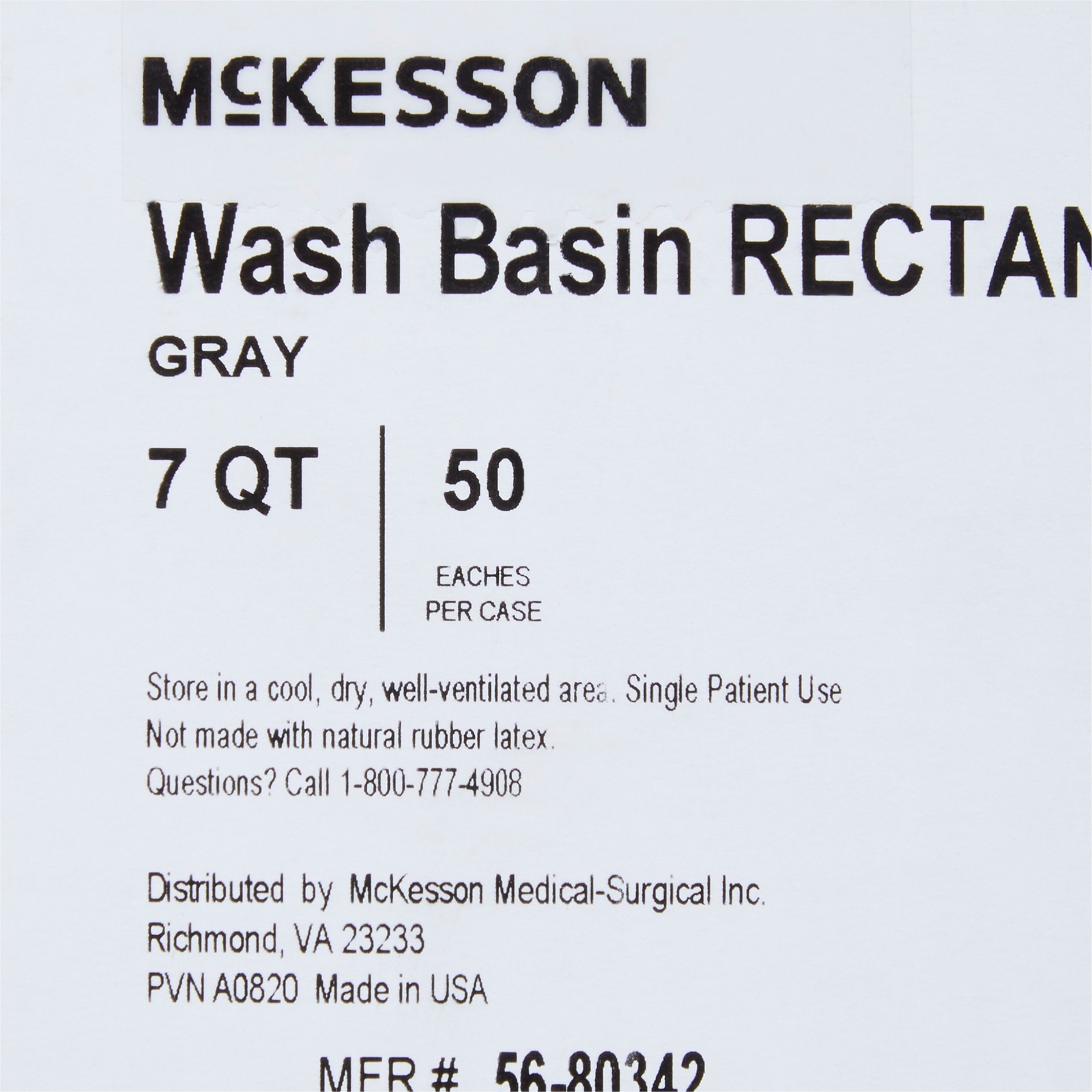 McKesson Wash Basin 8 Quart Polypropylene Graphite 50 per Case 56-80342