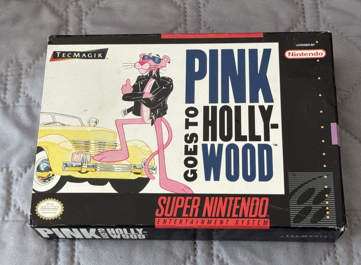 Pink Goes to Hollywood Pink Panther  Snes Box Only * Super Nintendo Original box