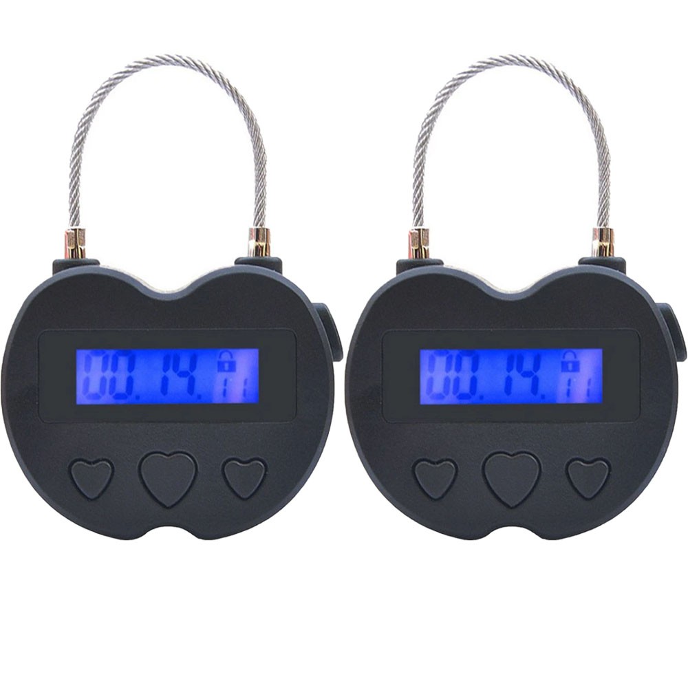 2X Black Time Lock LCD Display Time Locks Multifunction Travel Electronic Timer
