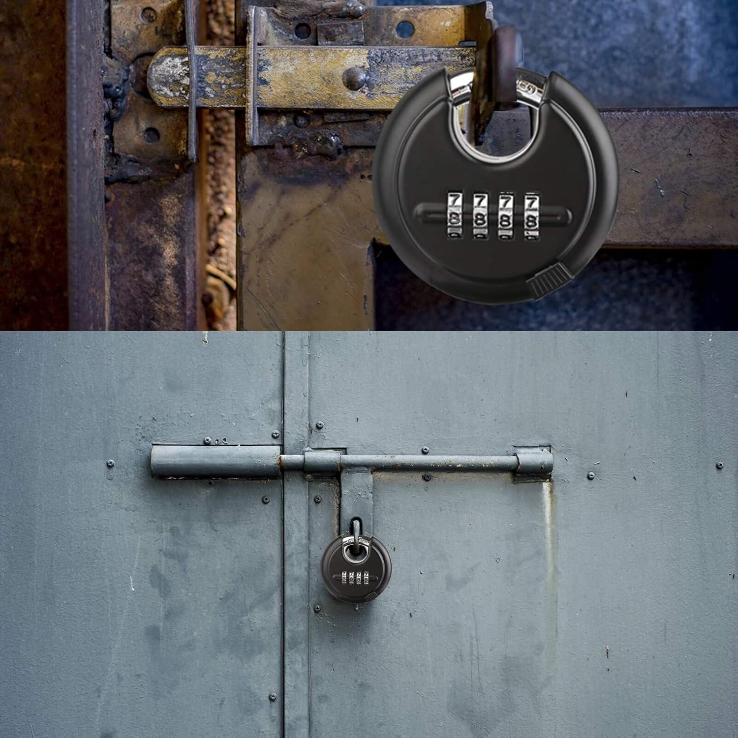 "Combination Disc Padlocks for Outdoor - Heavy Duty 4 Digit Code Lock, Combo Dis