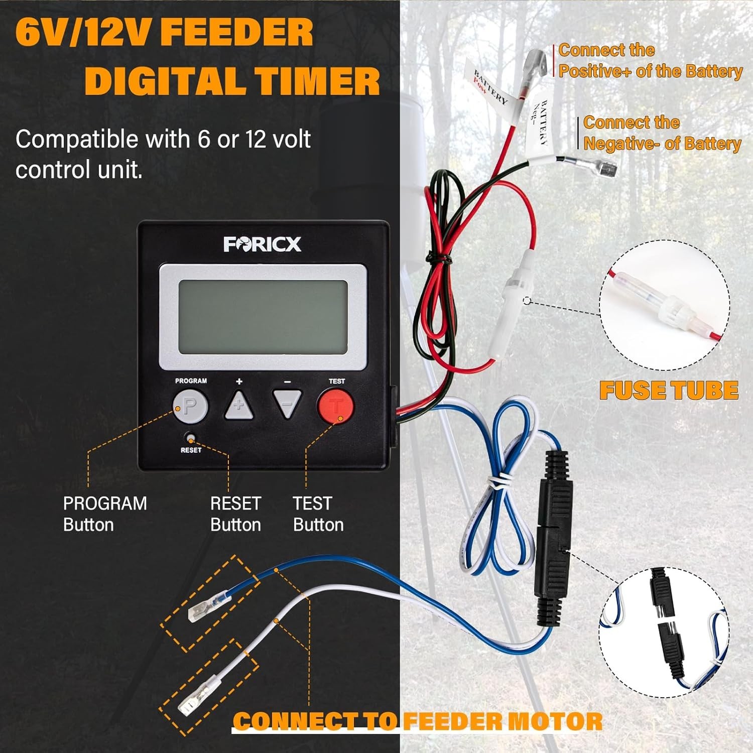 Digital Timer for Deer Feeder 6V/12V Programmable Feed Times Adjustable Rate