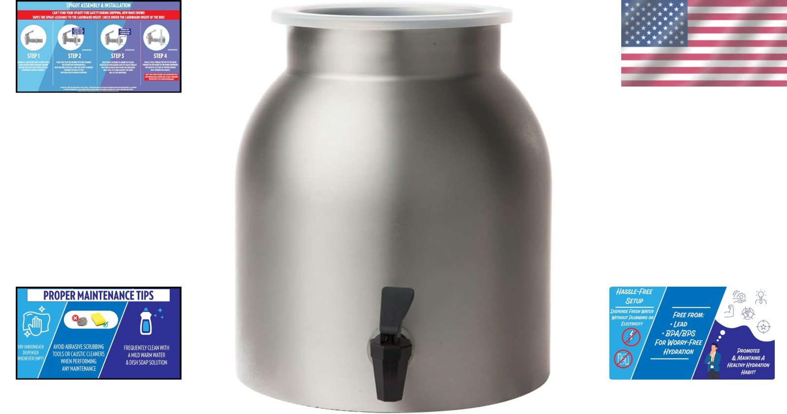 Stainless Steel Water Dispenser, 2.2 Gallons