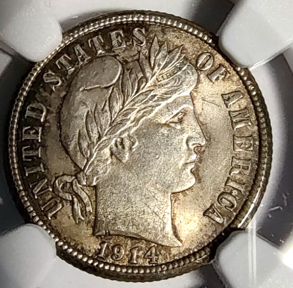 1914 Barber Silver Dime 90% 10C NGC MS 62
