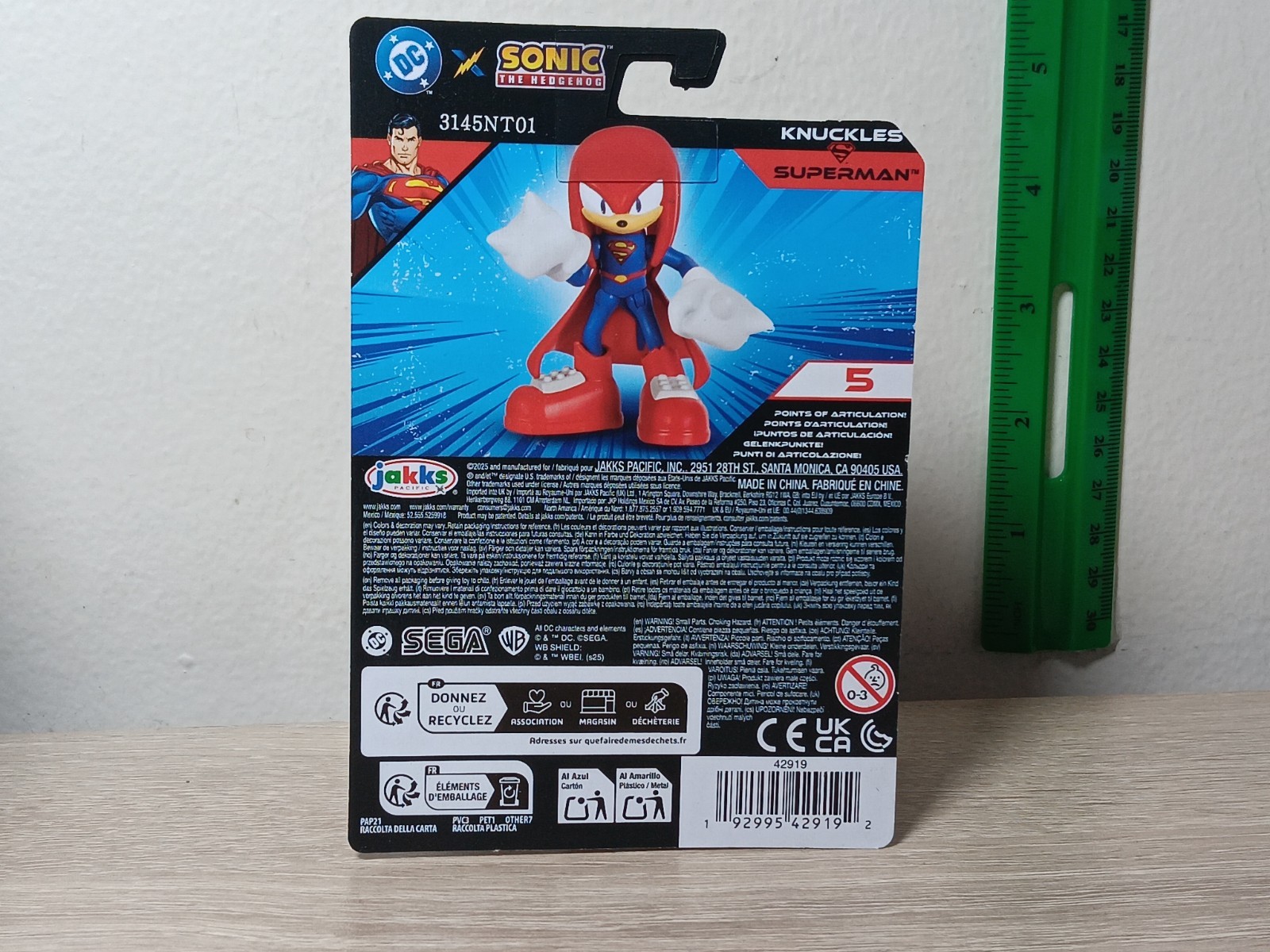 *FREE SHIP* 2.5" KNUCKLES SUPERMAN Sonic the Hedgehog DC Comics Jakks